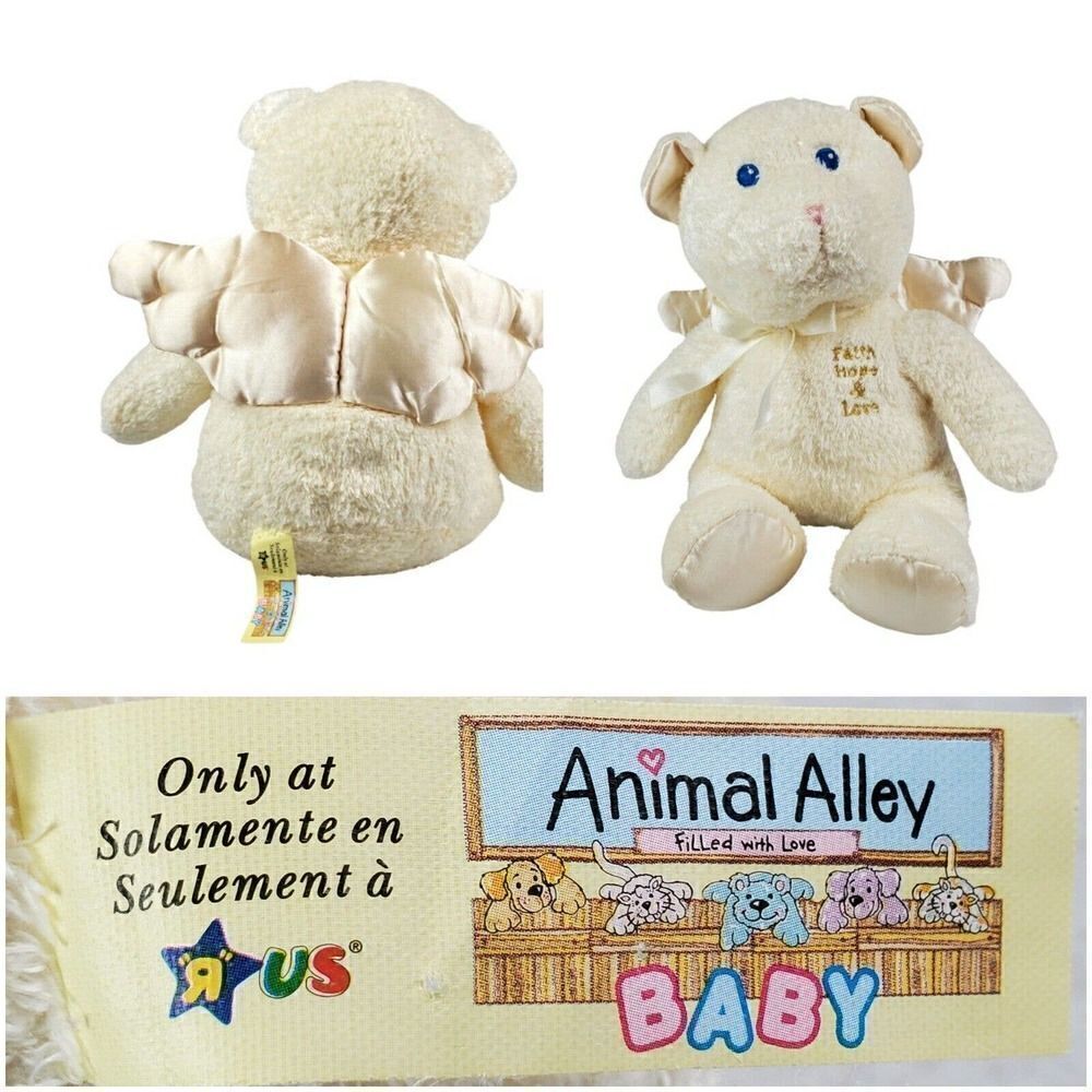 Vintage Toys R Us Animal Alley Teddy Bear With Wings Angel Cream Plush Soft 14"